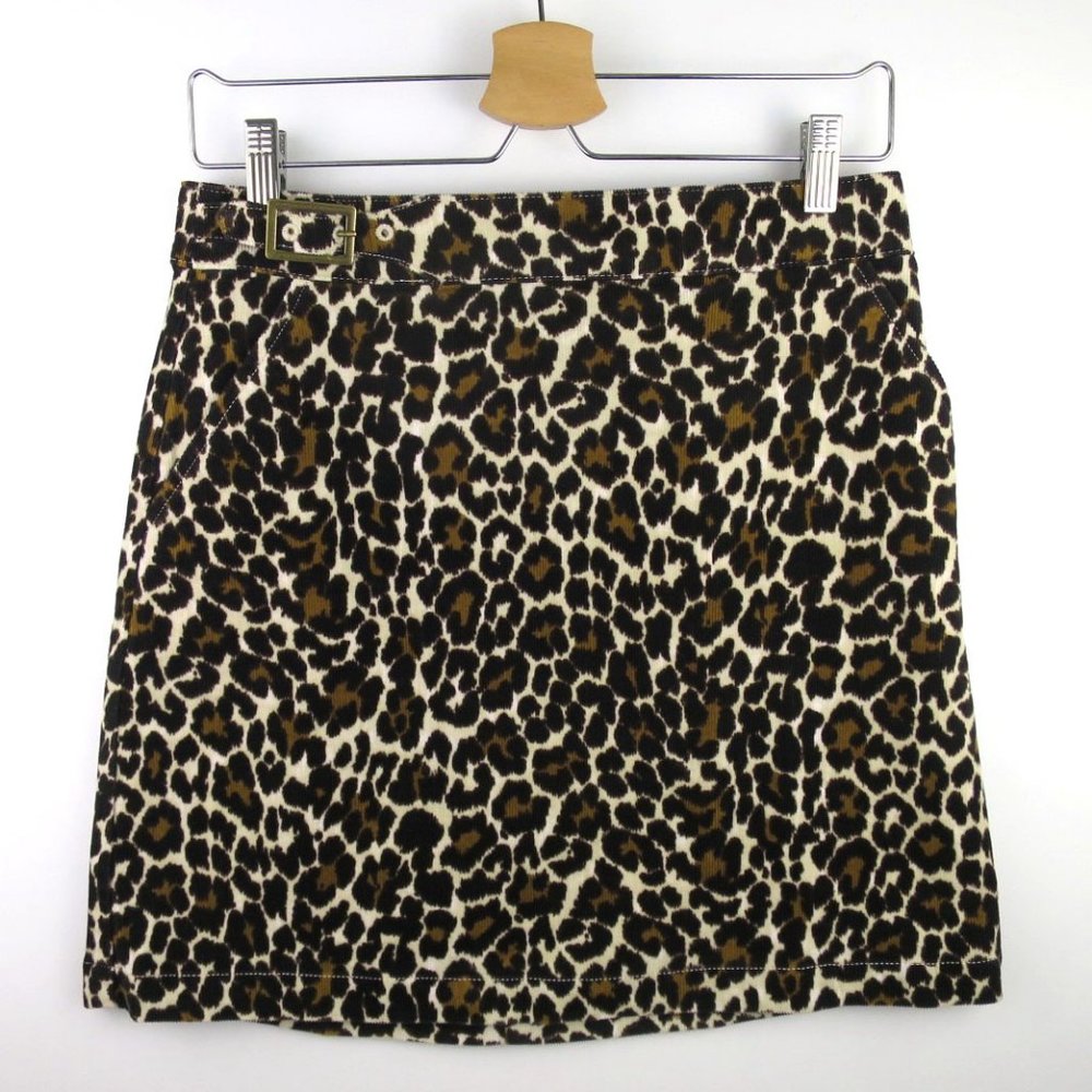 J.Crew Leopard Print Corduroy Buckle Mini Skirt - Picture 5 of 12